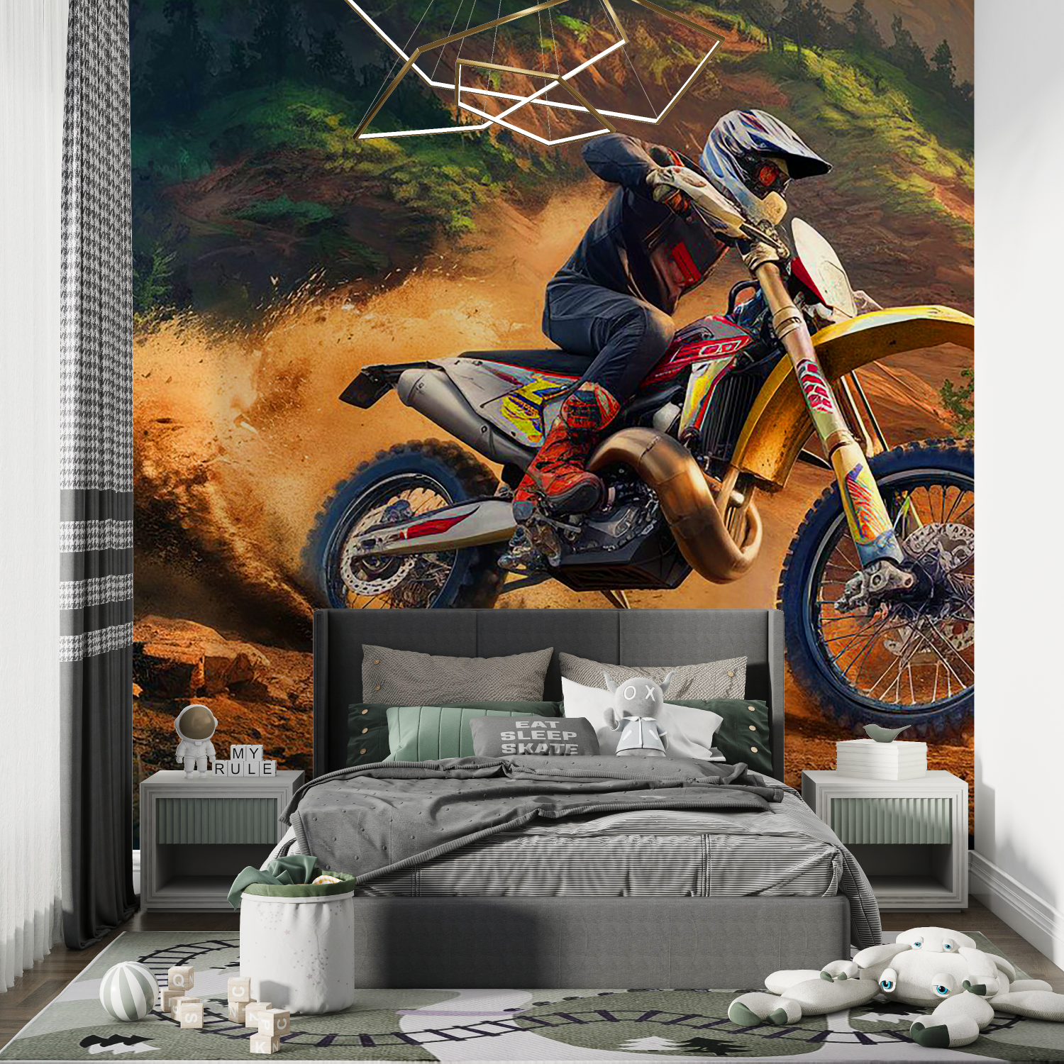Papier peint garcon moto drift chambre de garcon