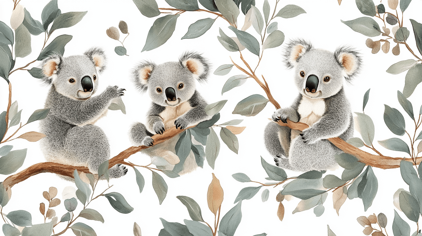 Papier Peint Koala Dans Les Feuillages Givrés