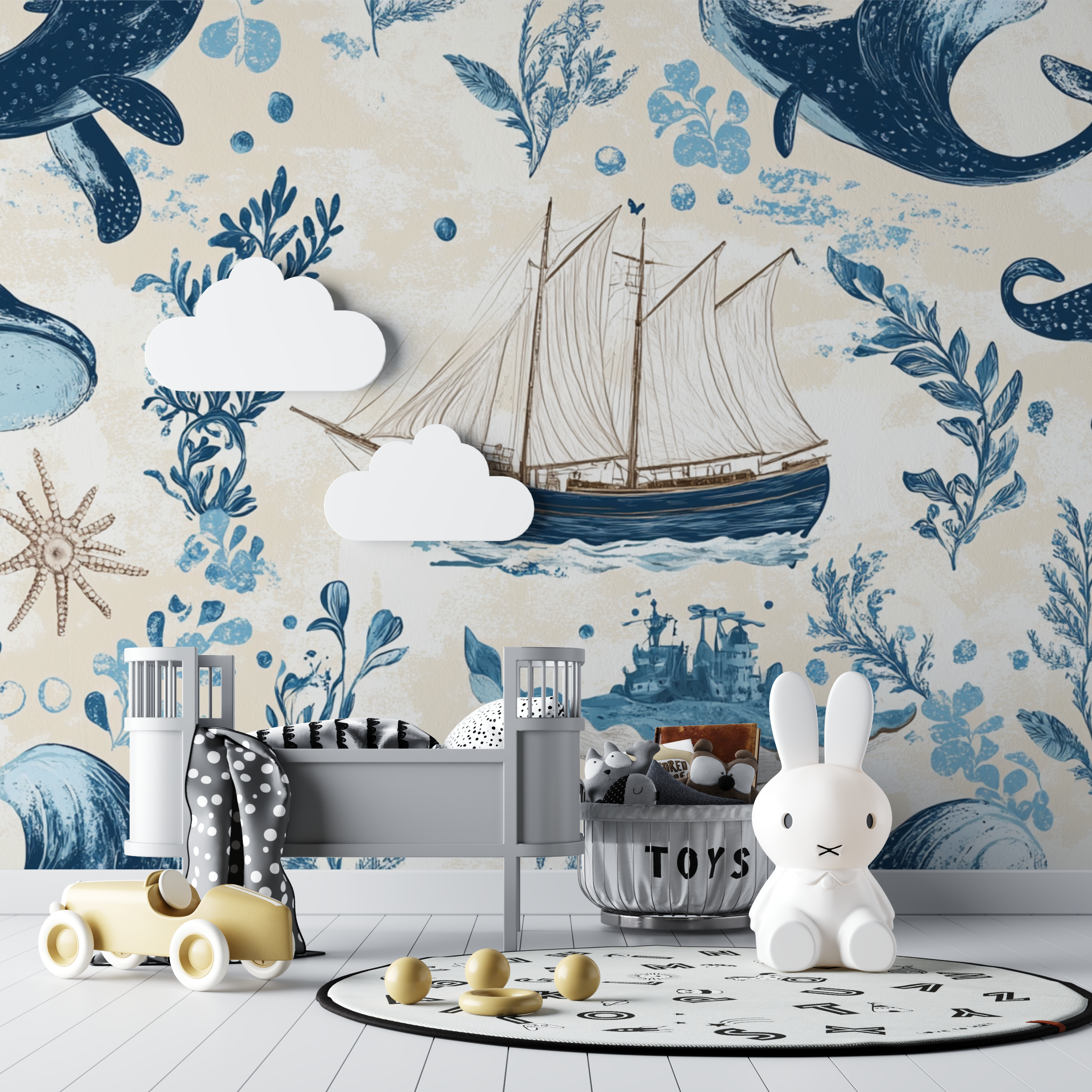 Papier peint marin nautique et ocean bebe tipi