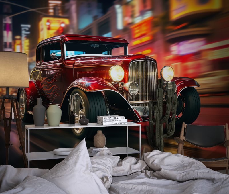 Papier peint voiture americaine panoramique chambre dado1