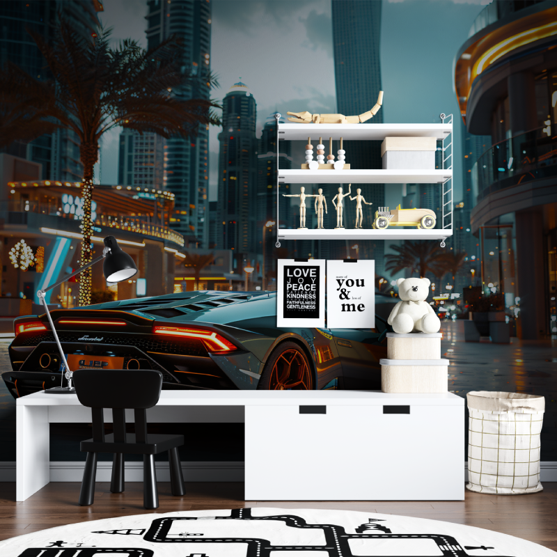 Papier peint voiture de luxe dubai tapisserie chambre ados
