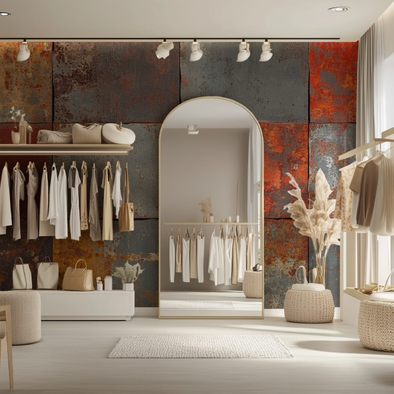 Papier peint vintage industriel dressing