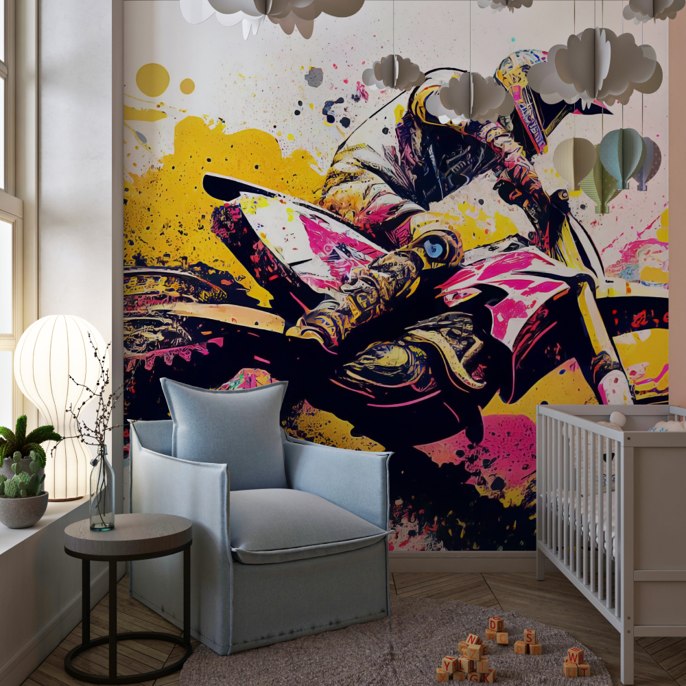 Papier peint graffiti moto cross fille chambre de fille