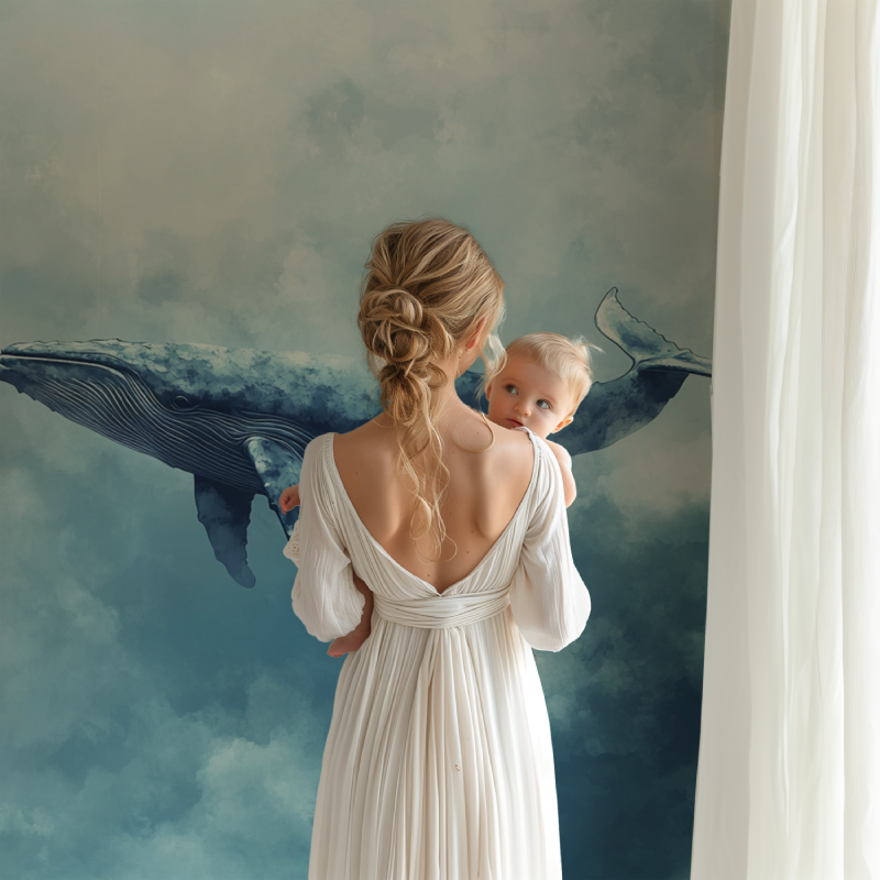 Papier peint marin esquisse nuage bb123