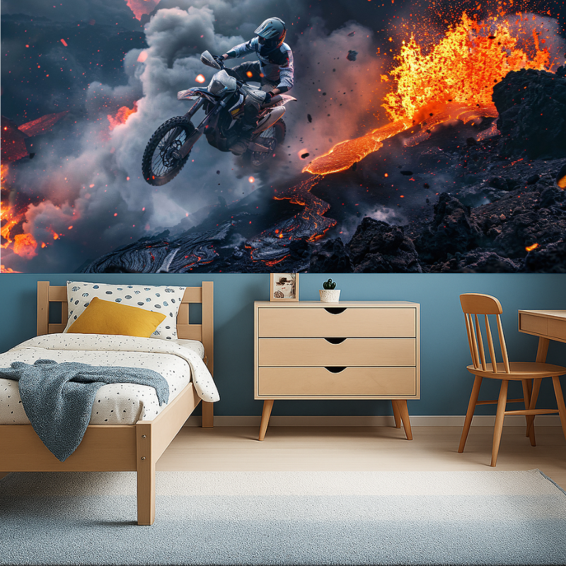 Papier peint garcon moto volan garcon456