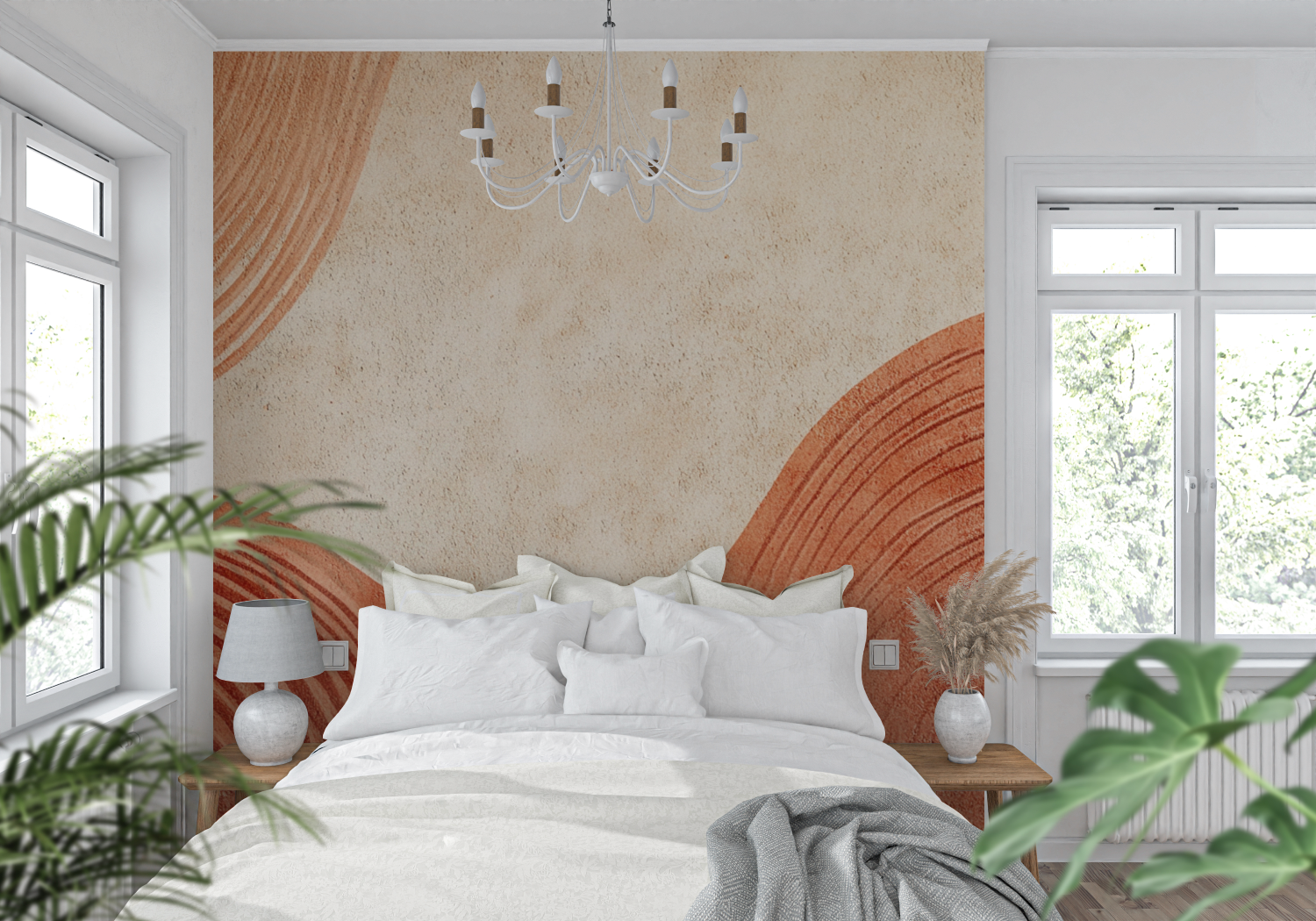 Papier peint terracotta inspiration japonaise tendance mur