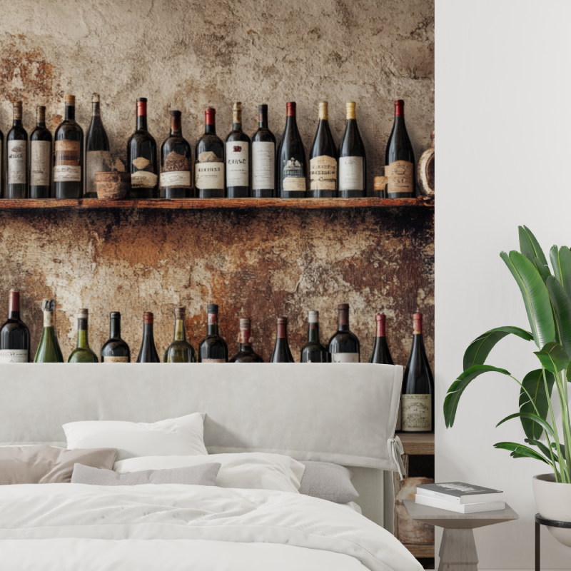 Papier peint trompe loeil cave a vin tapisserie tendance