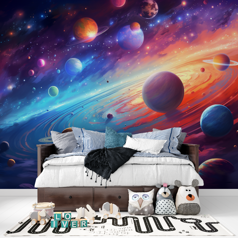 Papier peint espace galaxie panoramique garcon