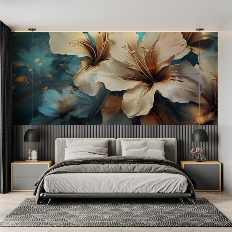Papier peint aquarelle art floral mural adulte