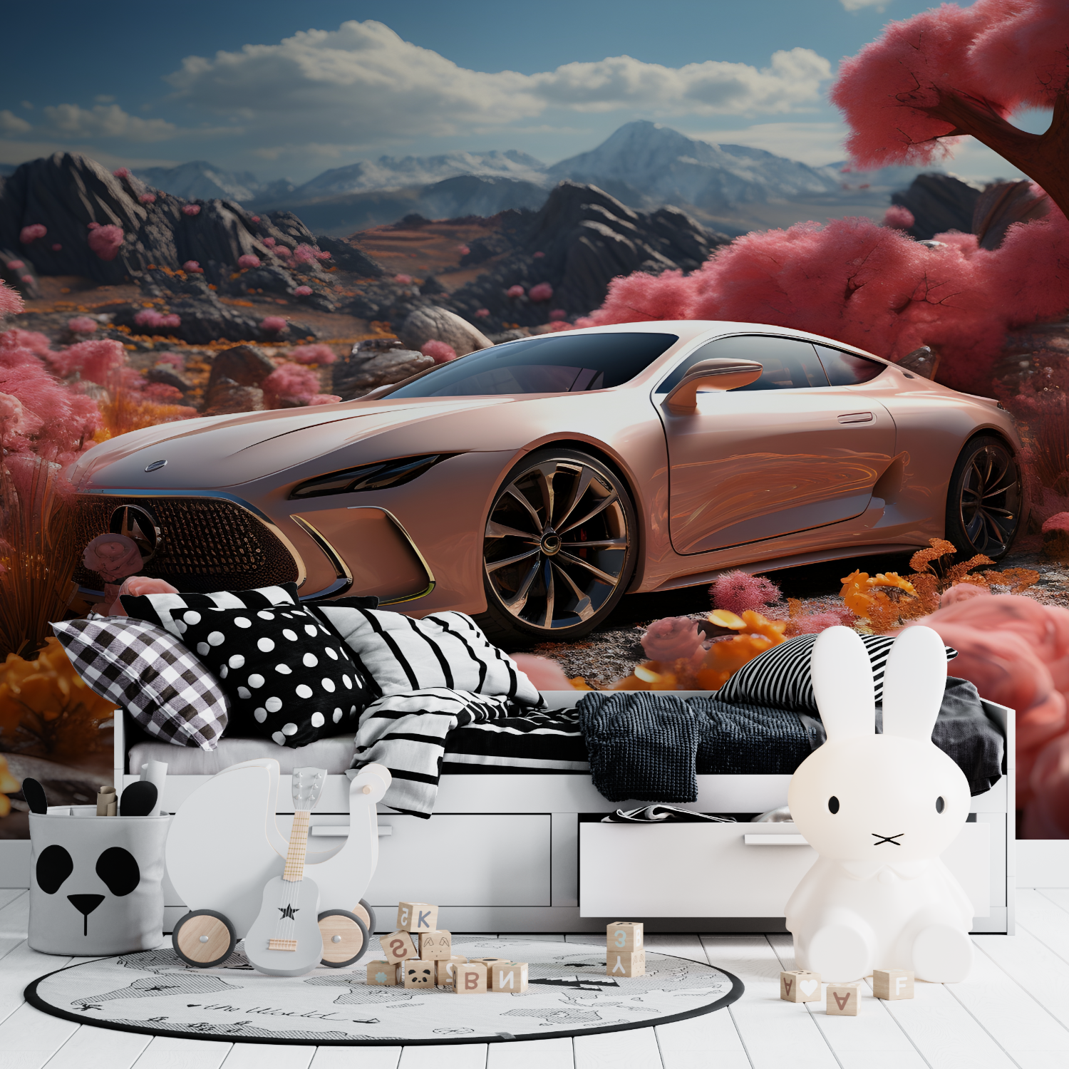 Papier peint geant voiture luxe tapisserie ado