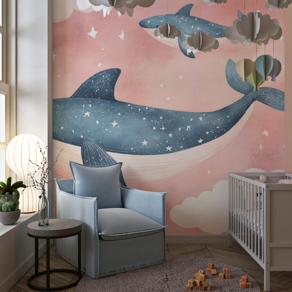 Papier peint fille classique nu...t baleine chambre de fille