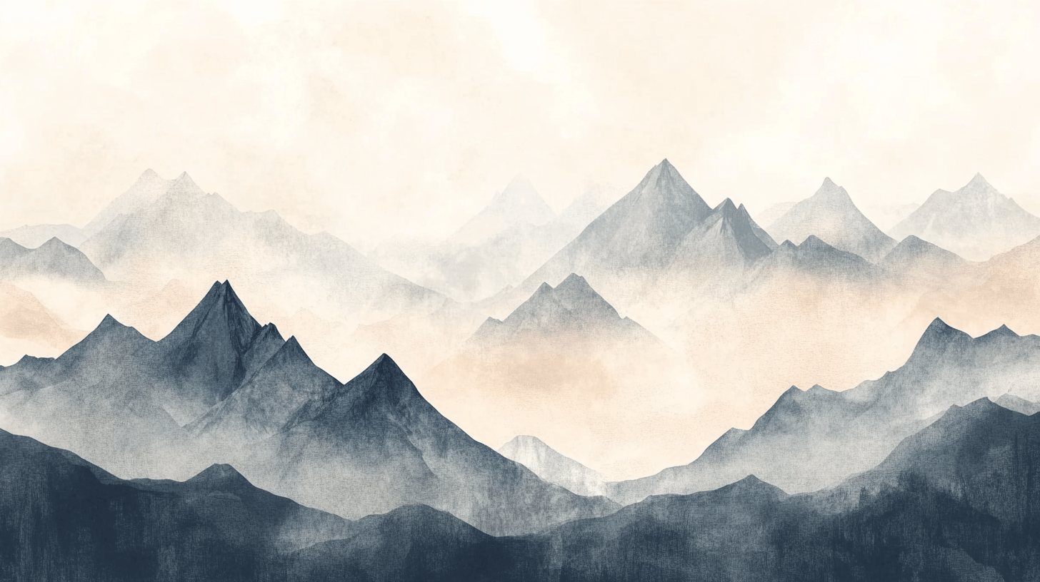 Papier Peint Aquarelle Montagnes Brumeuses