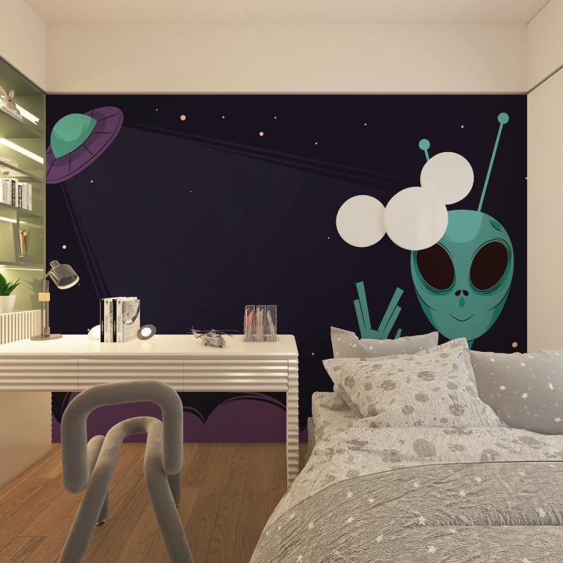 Papier peint espace ovnis chambre adolescents
