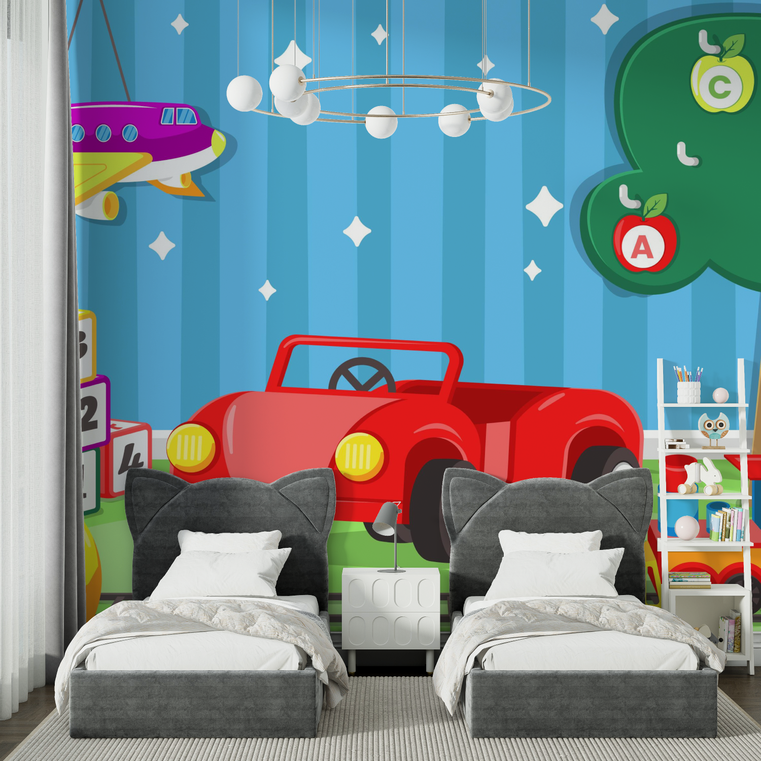 Papier peint de voiture enfantin chambre spiderman