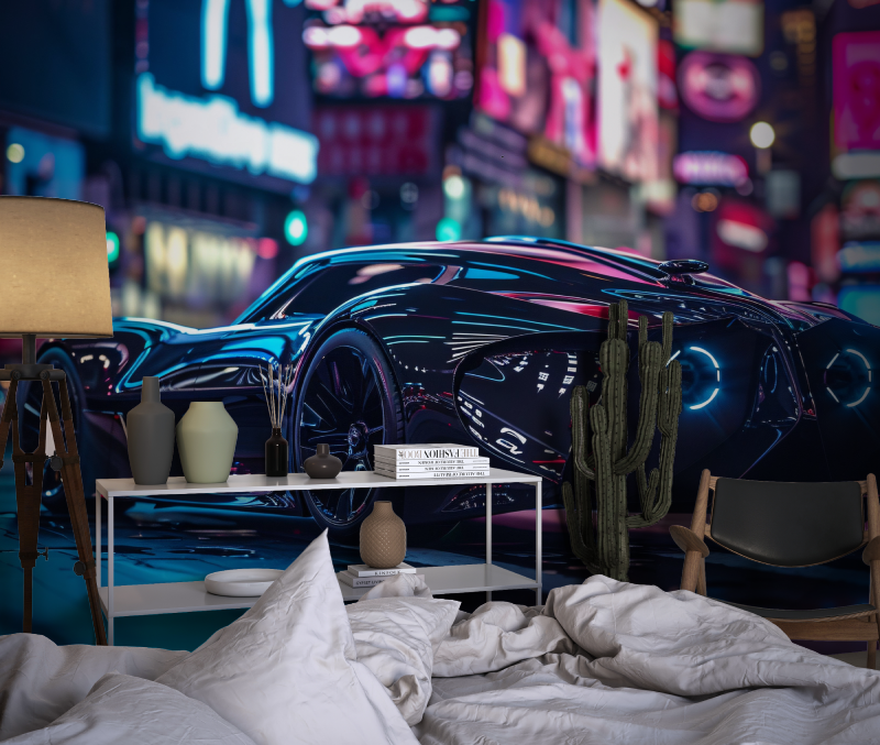 Papier peint voiture de luxe cyberpunk chambre dado1