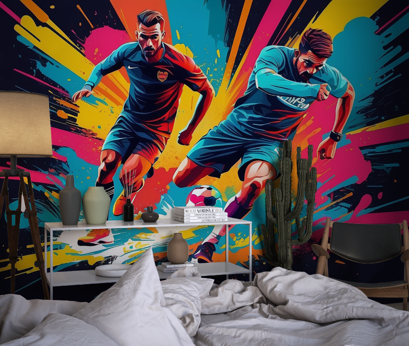 Papiers peint ballon de foot grafitti chambre dado1