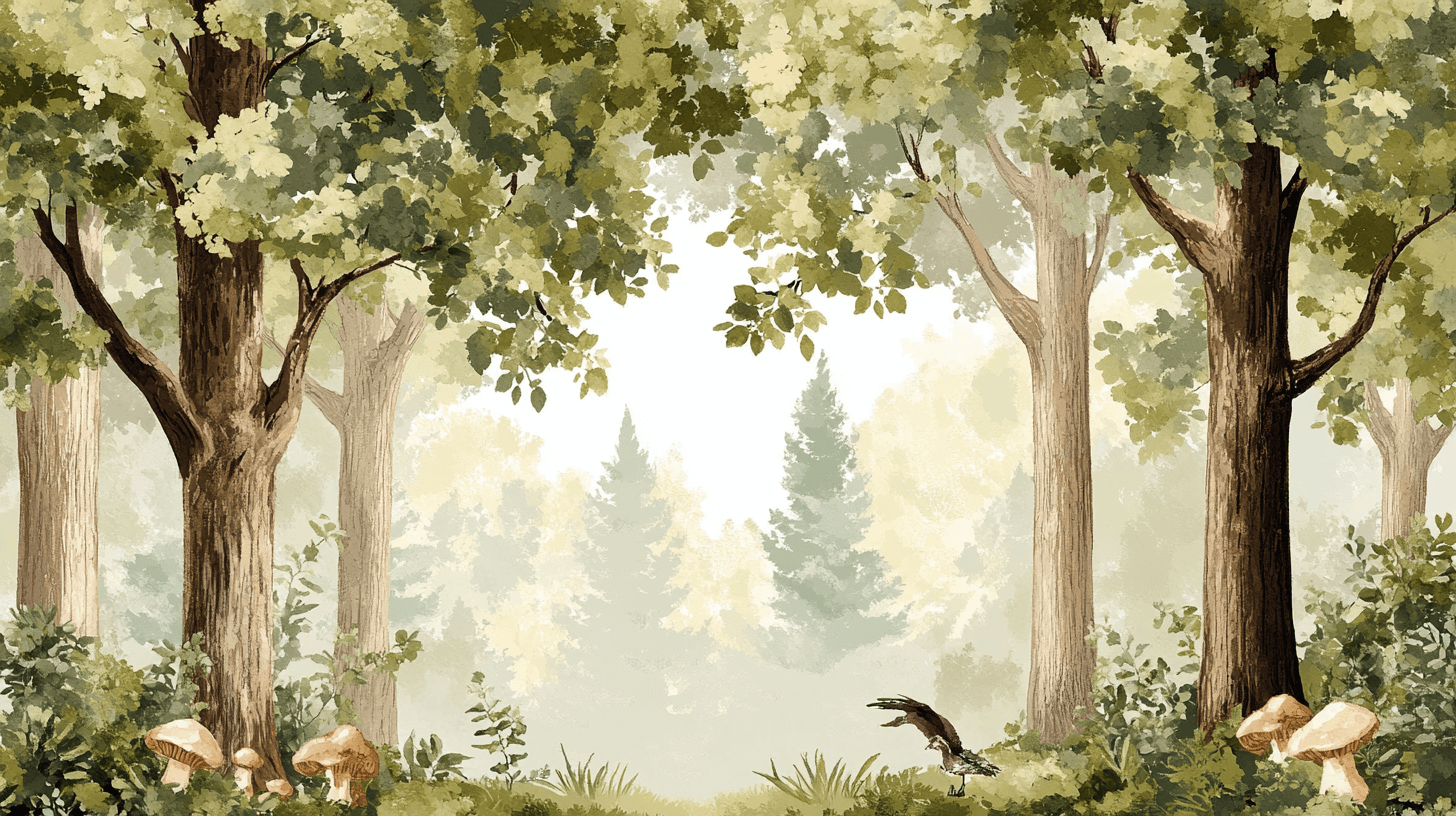 Papier Peint Arbre Hibou Champignon