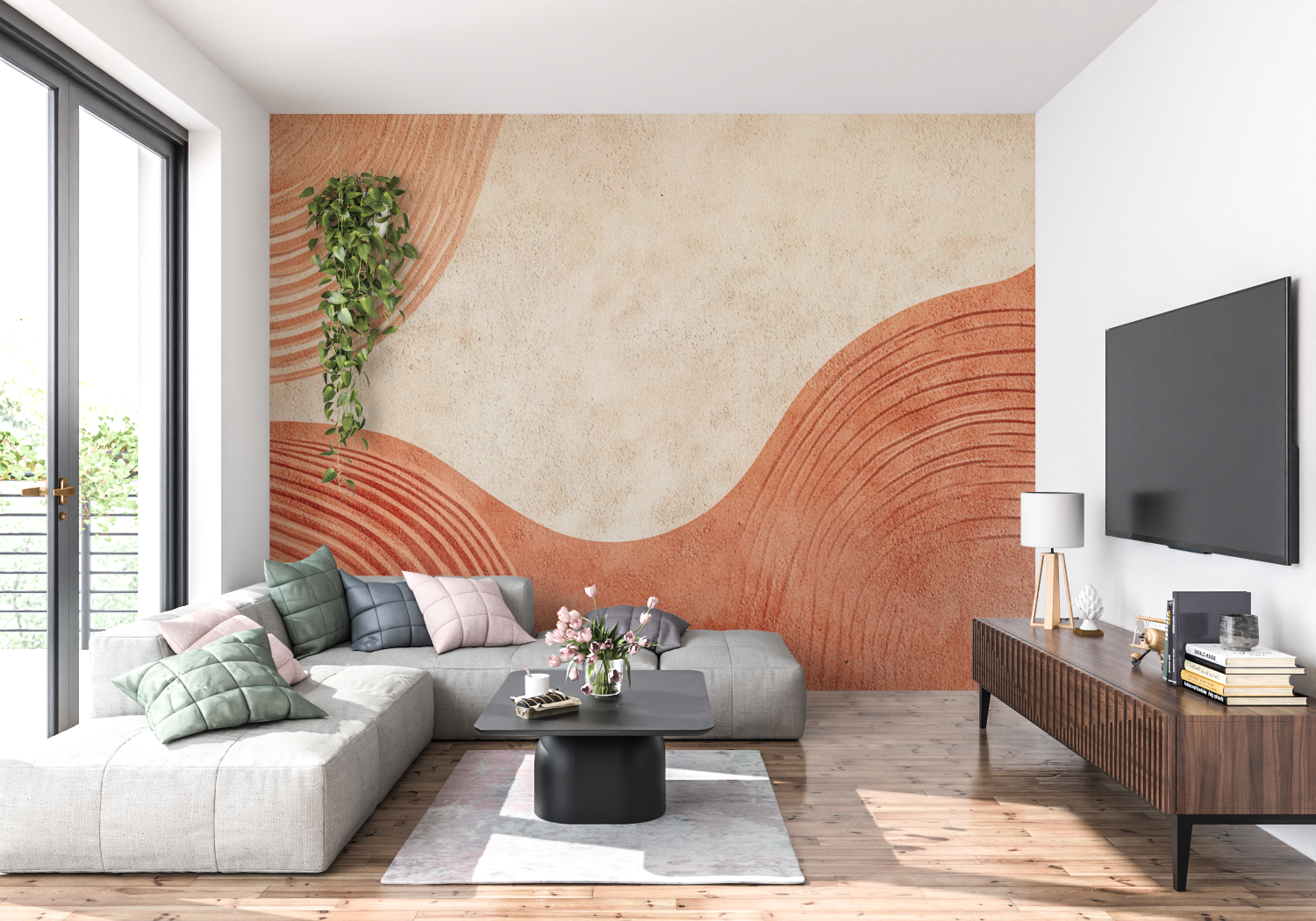 Papier peint terracotta inspira...aponaise panoramique 4murs