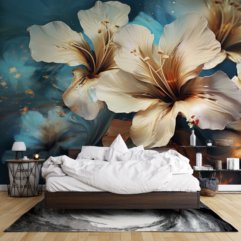 Papier peint aquarelle art floral leroy merlin mur