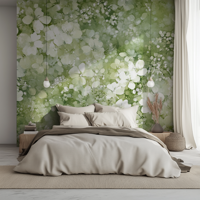 Papier peint fleur de vigne lit 1234