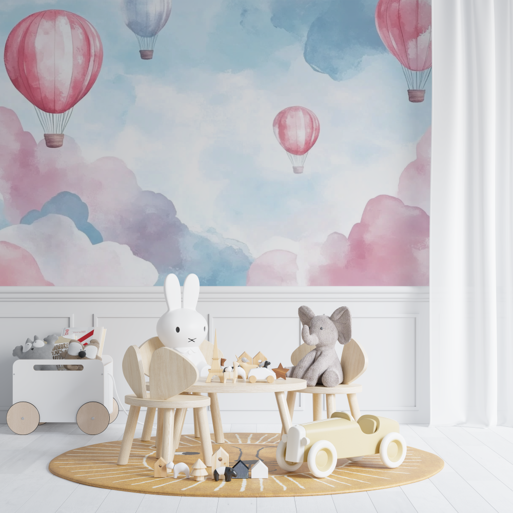 Papier peint montgolfiere et ci... printemps chambre de bebe