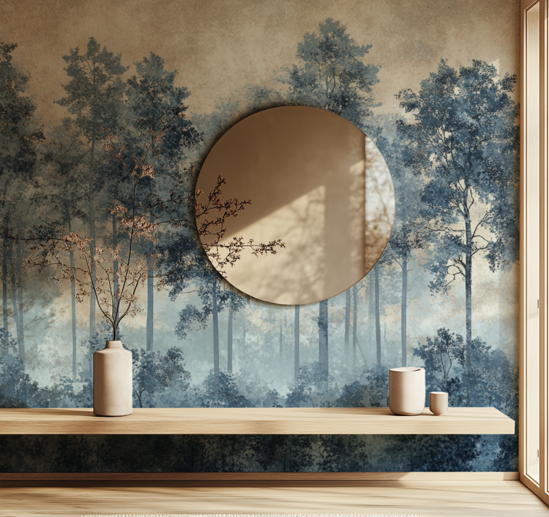 Papier peint vintage foret miroir
