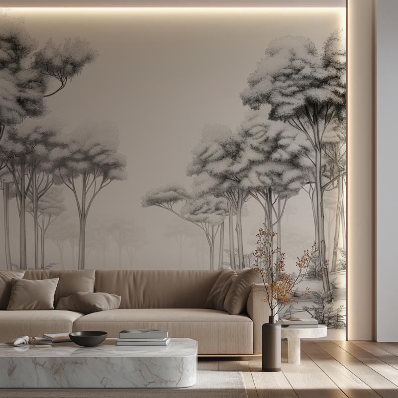 Papier Peint Arbres Aquarelle Tendance