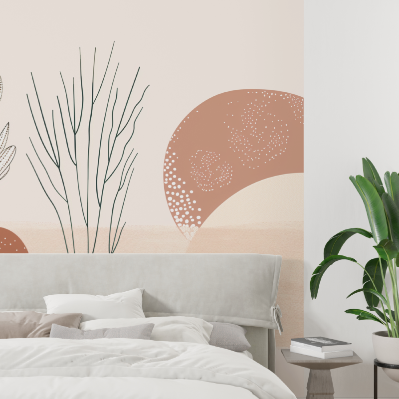 Papier Peint Japandi Fleurs Panoramique