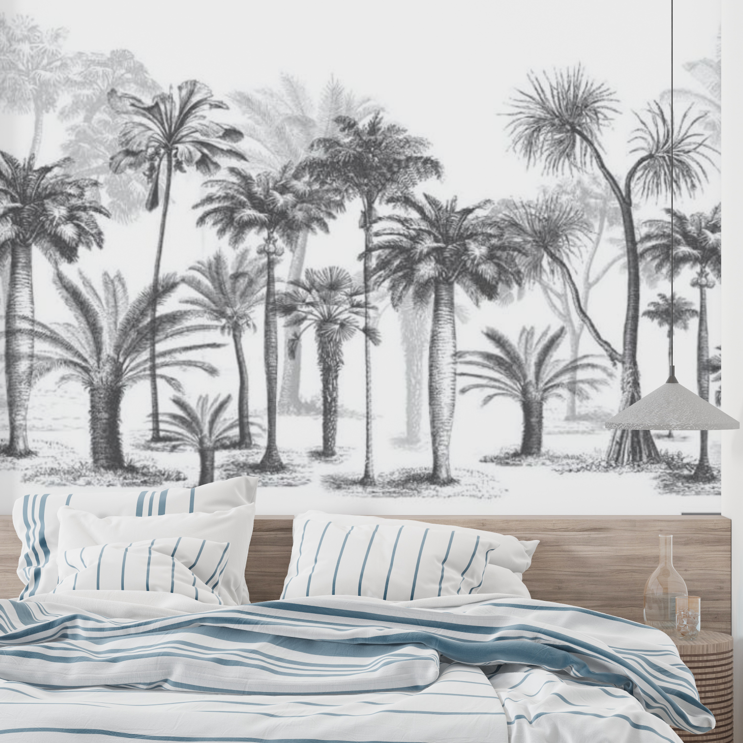 Schwarz-weiße Dschungel-Tapete