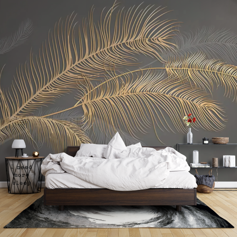 Gold foliage wallpaper