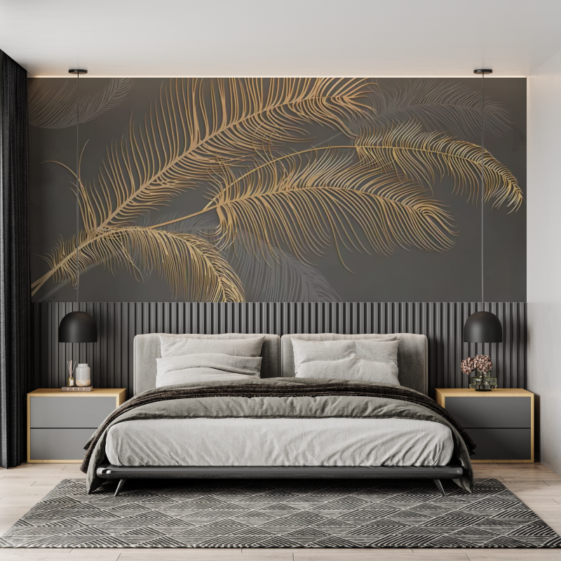 Gold foliage wallpaper