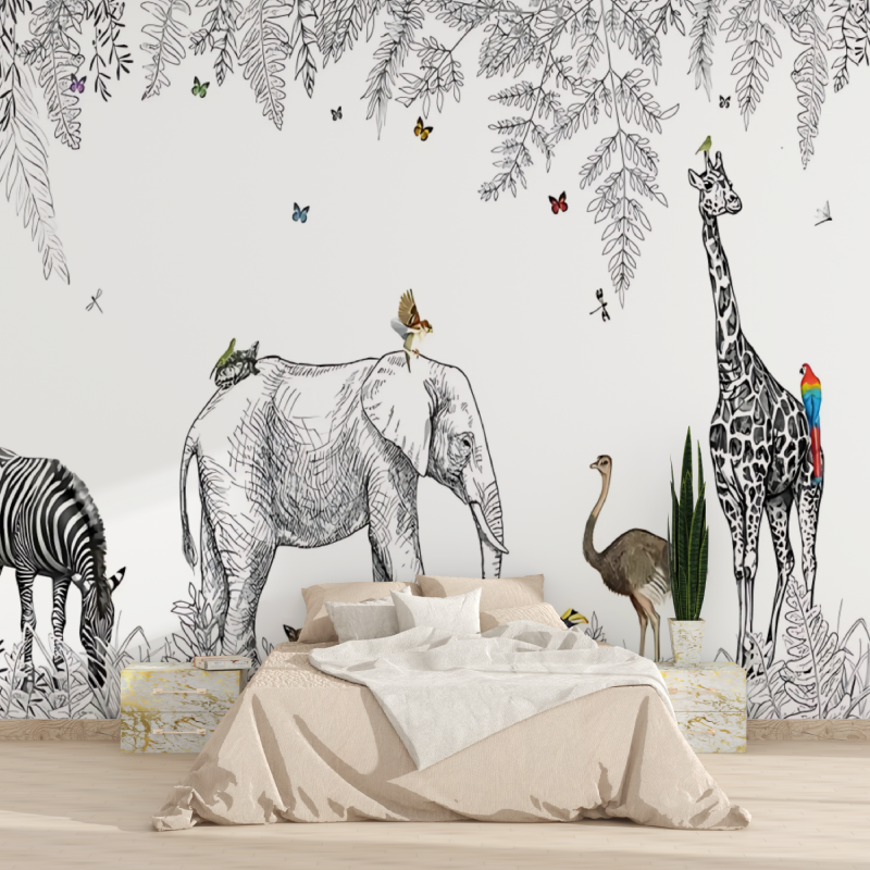 Schwarz-weiße Savannentapete