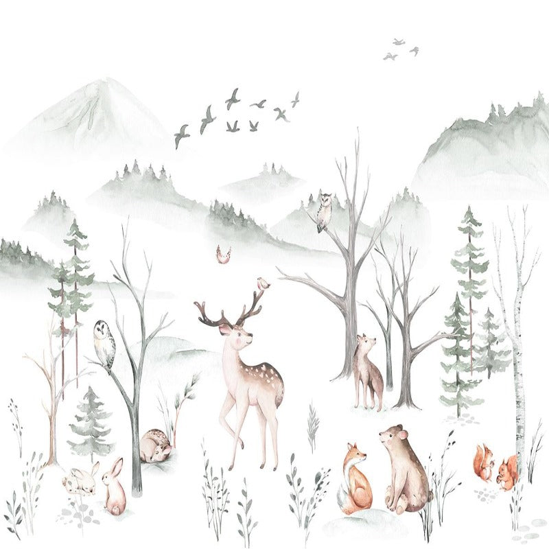 Dieren Behang <br/> Herten en Wit Bos