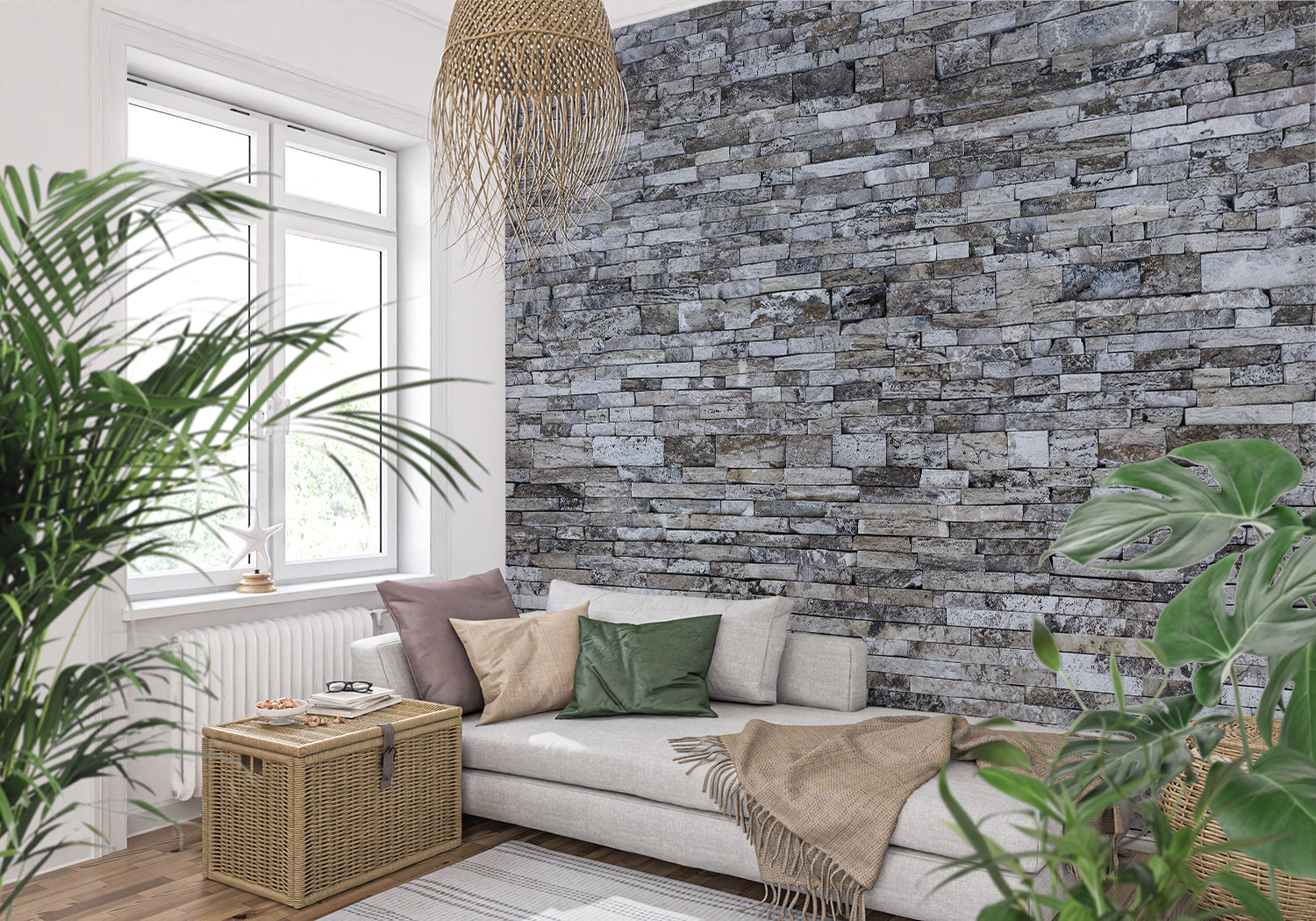 Papier Peint Brique 3D Gris