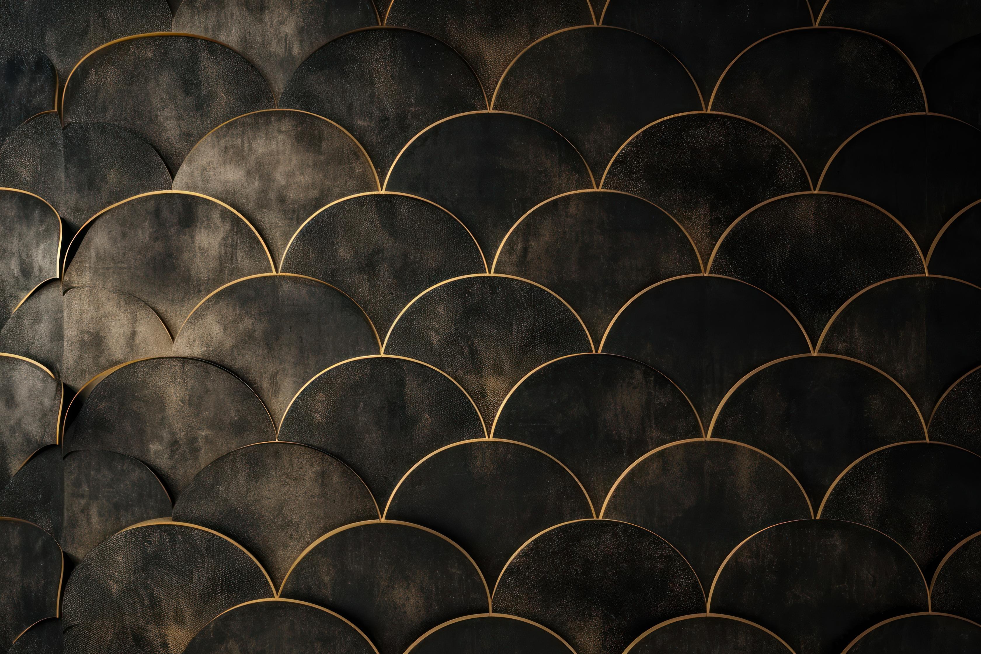 Zwart en gouden art deco wallpaper