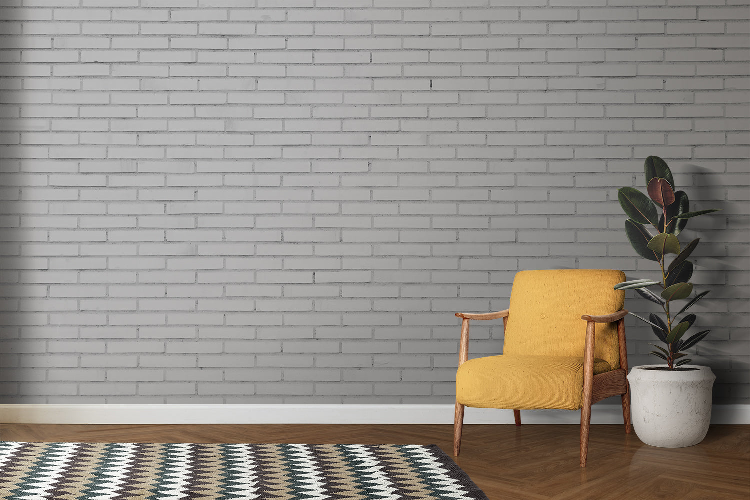Papier Peint Brique Blanc Gris