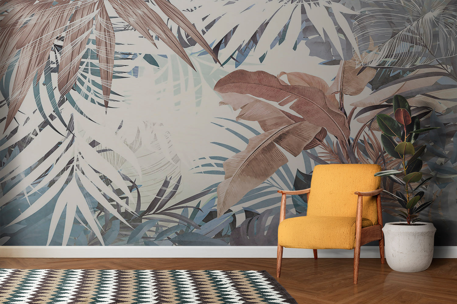 Papier Peint Feuillage Jungle Exotique