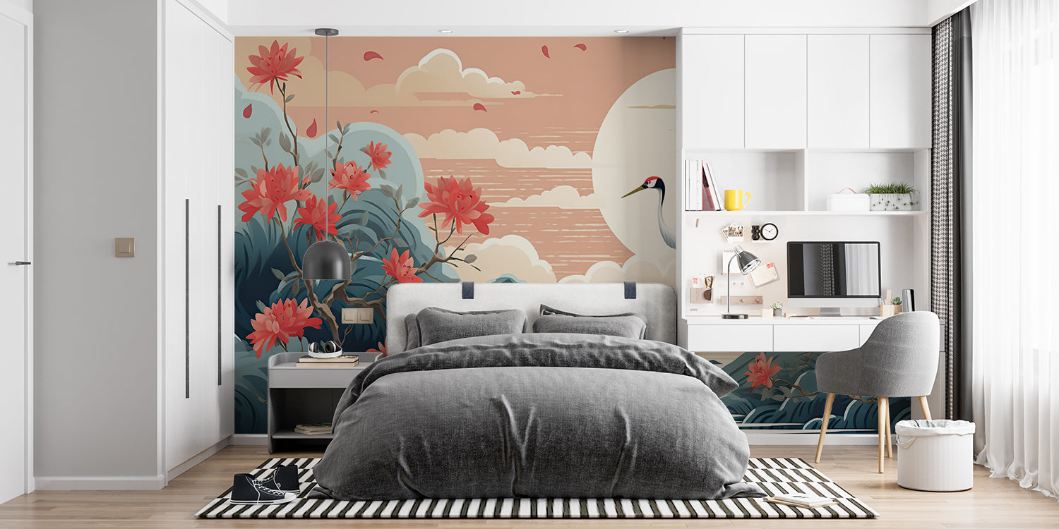 Papier Peint Grue Japonaise