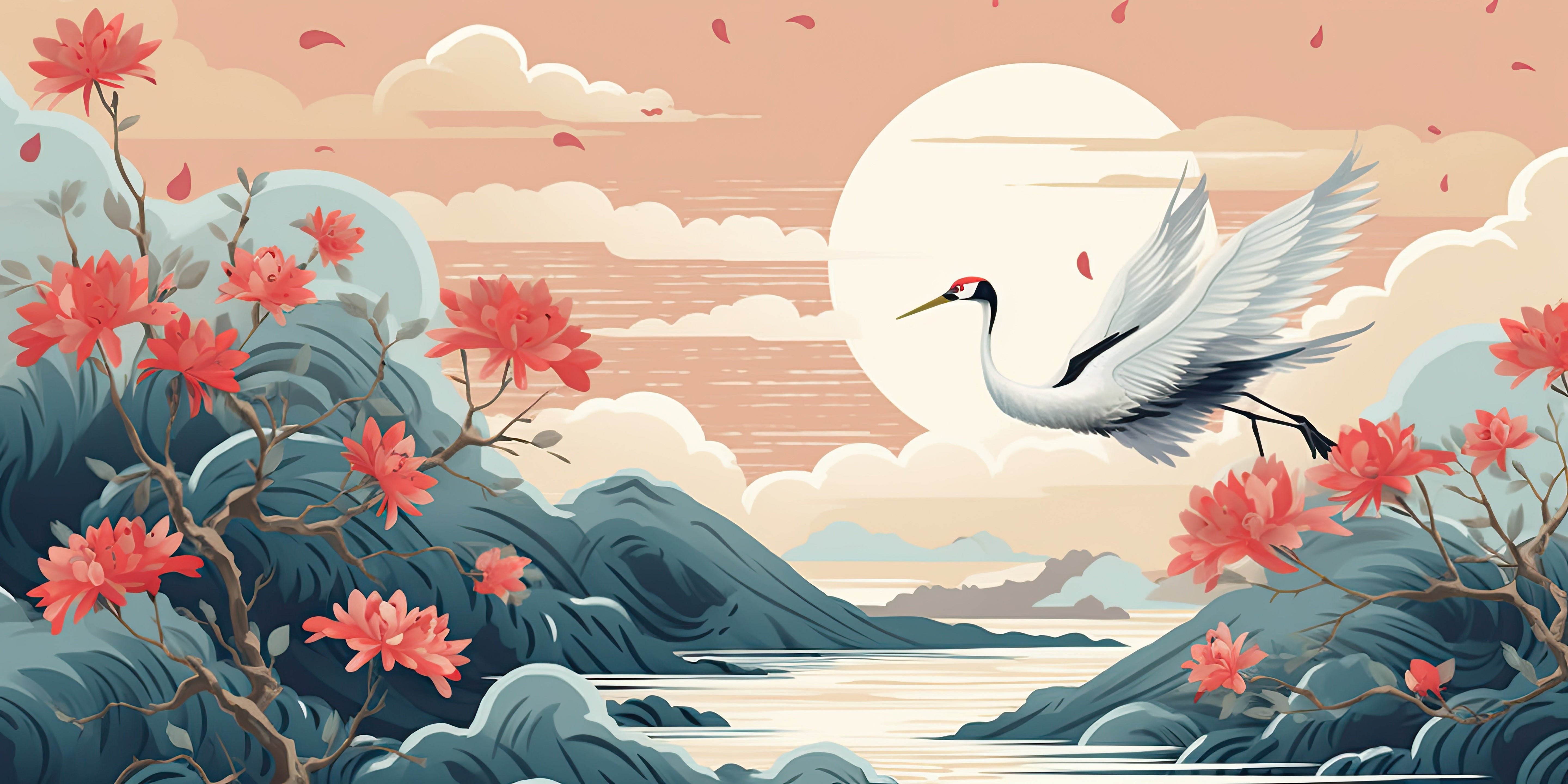 Papier Peint Grue Japonaise