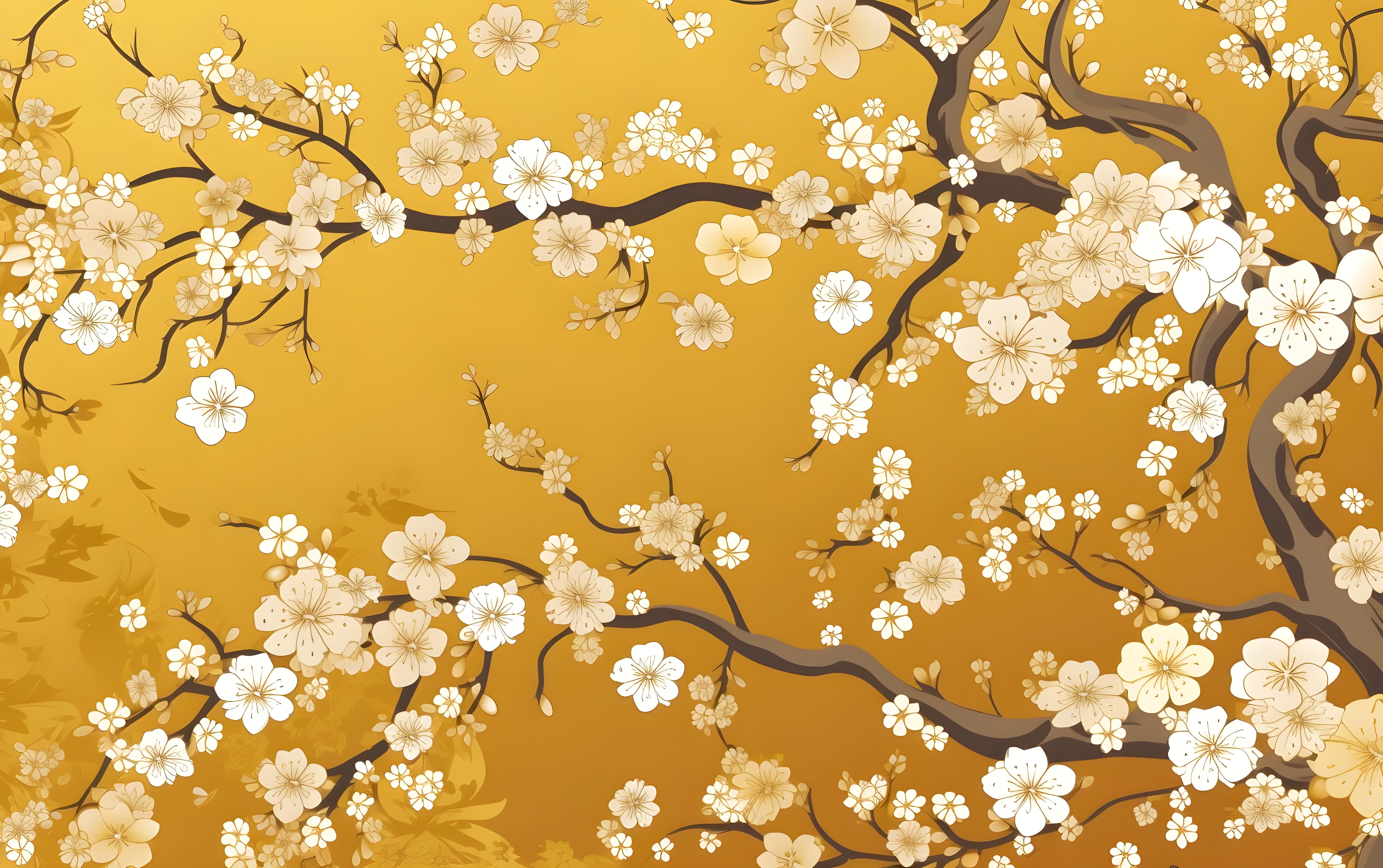 Papier Peint Japonais Jaune