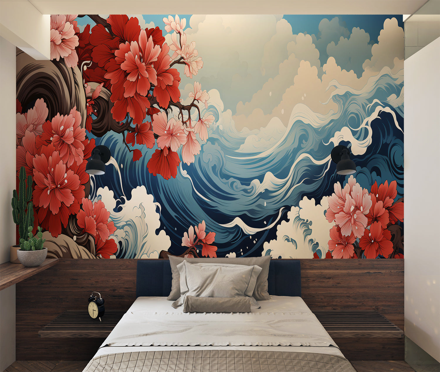 Papier Peint Japonisant Bleu