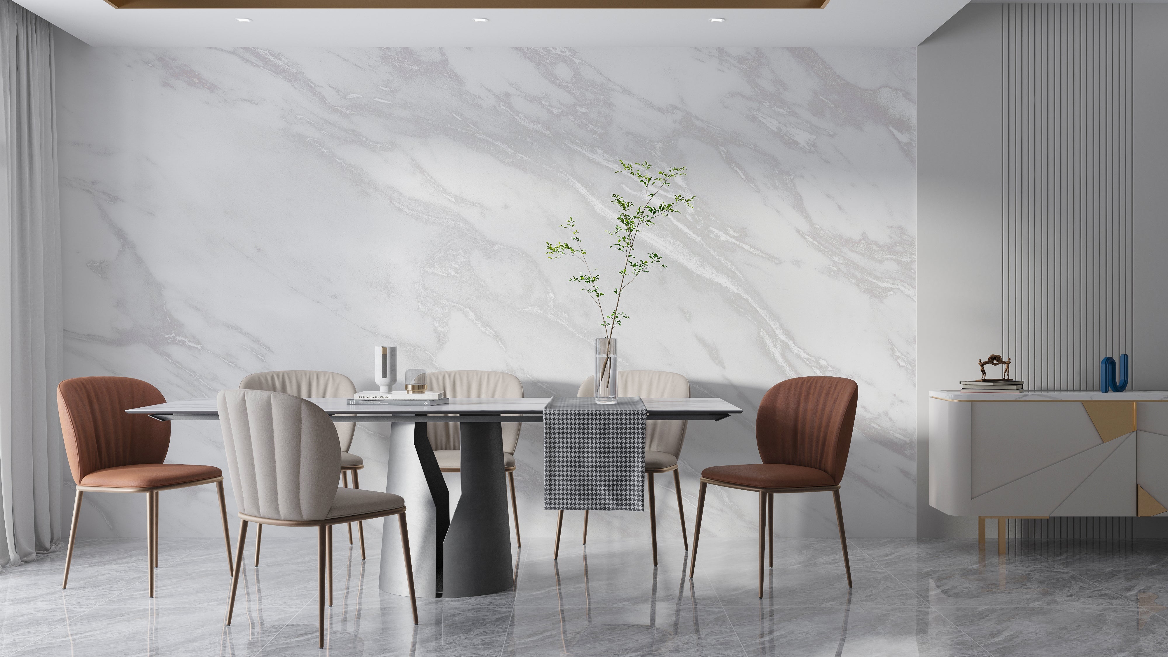 Papier Peint Blanc Marbre