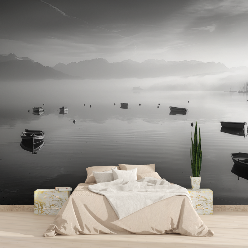 Papier peint noir blanc lac dannecy tapisserie 2025