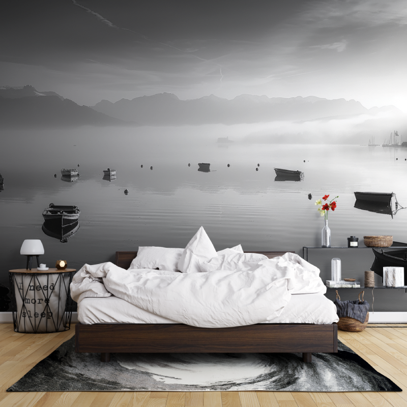 Papier peint noir blanc lac dannecy leroy merlin mur