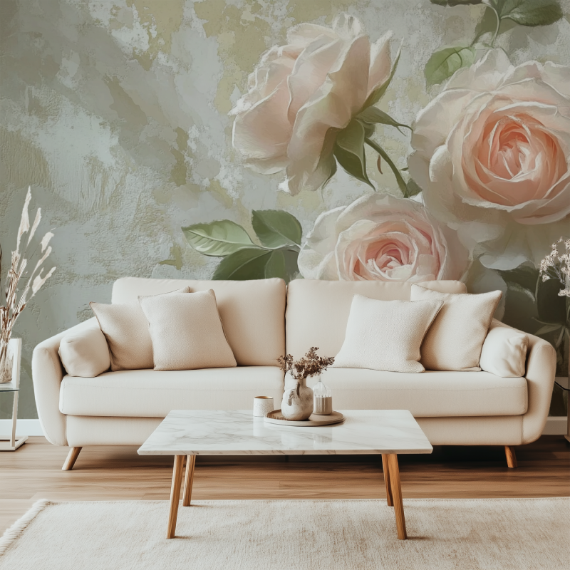 Papier peint vintage fleuri anglais canape simple