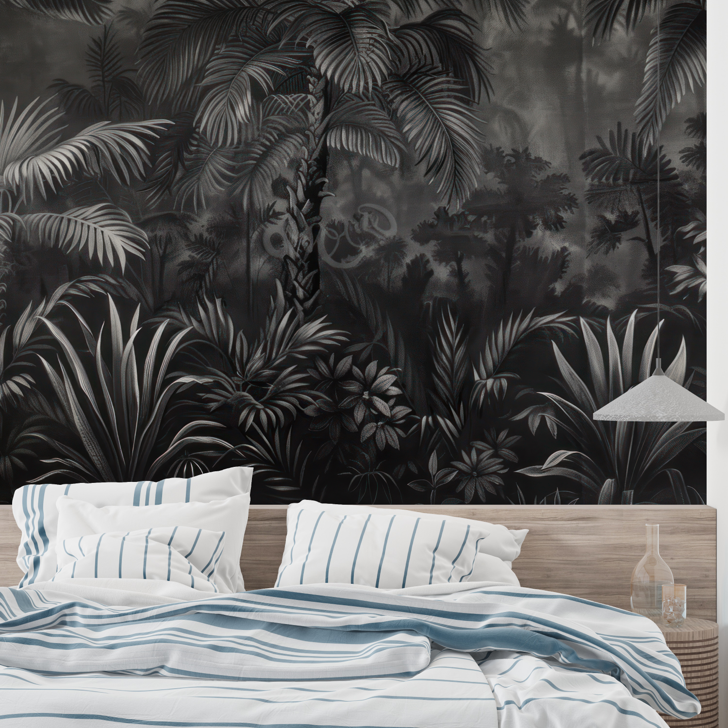 Papier Peint Noir Tropical - mural