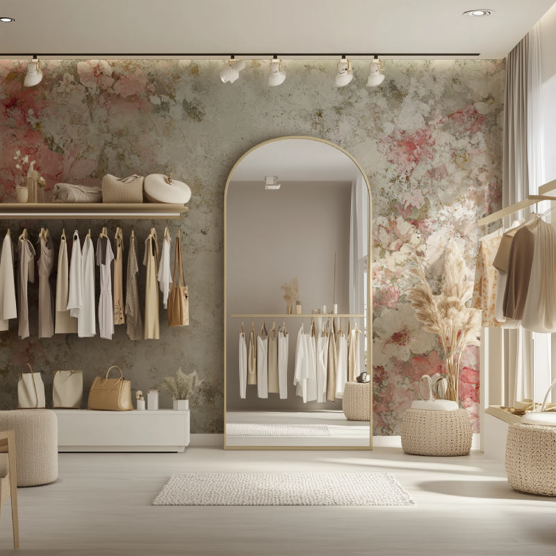 Papier peint fleur tombante dressing