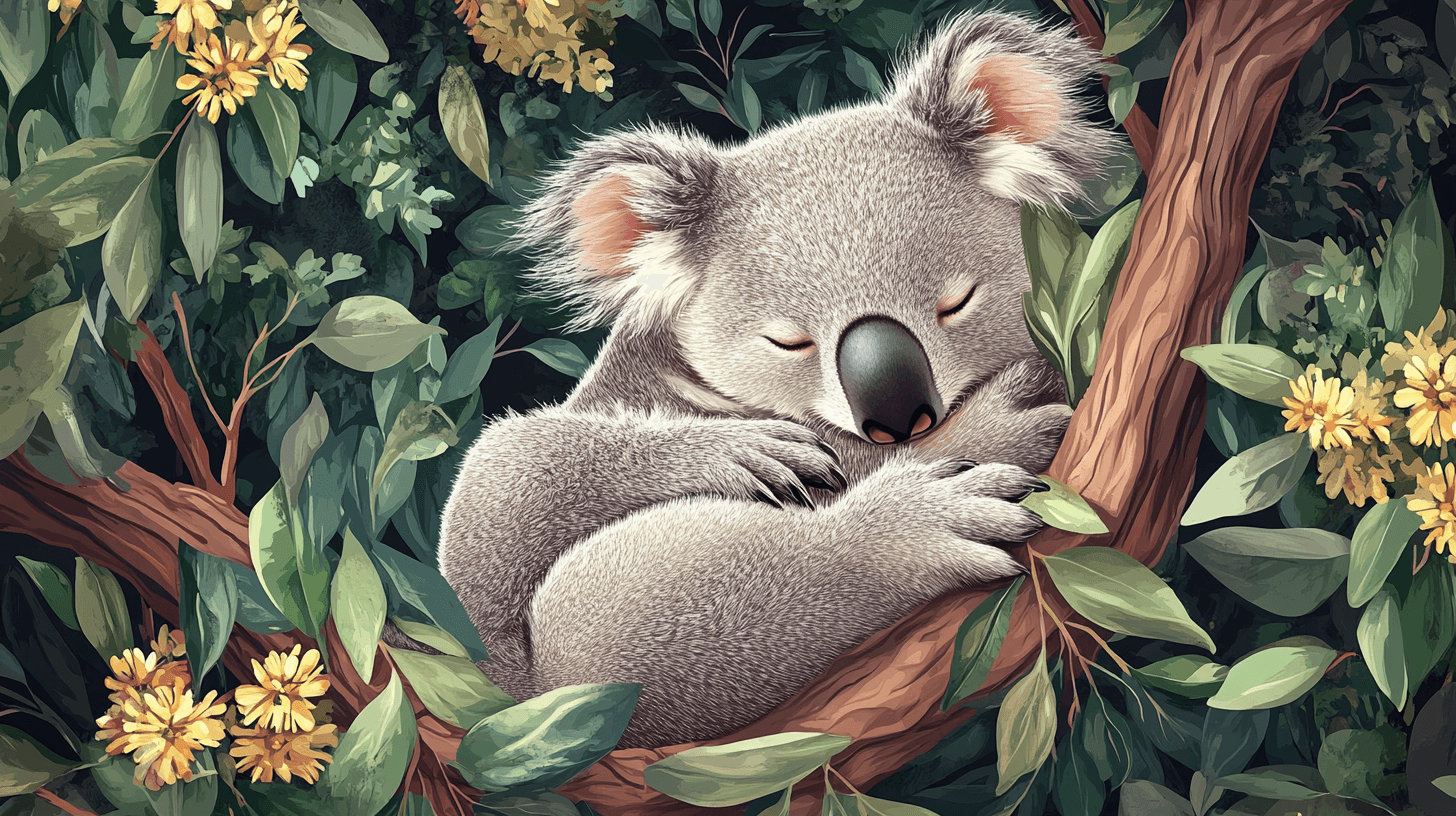 Papier Peint Koala Dans Un Cocon De Feuilles