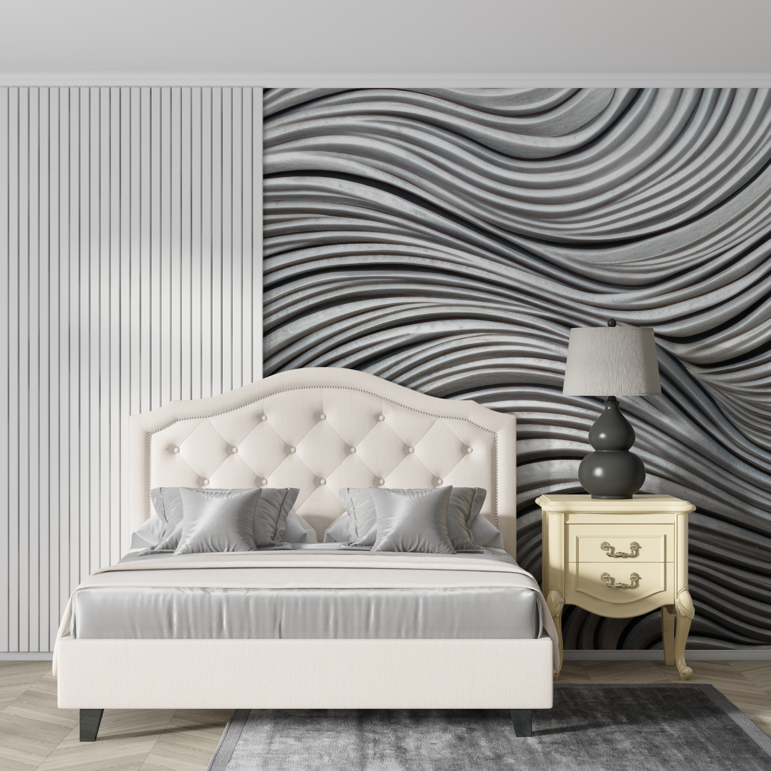 Papier Peint Noir Argent - mur