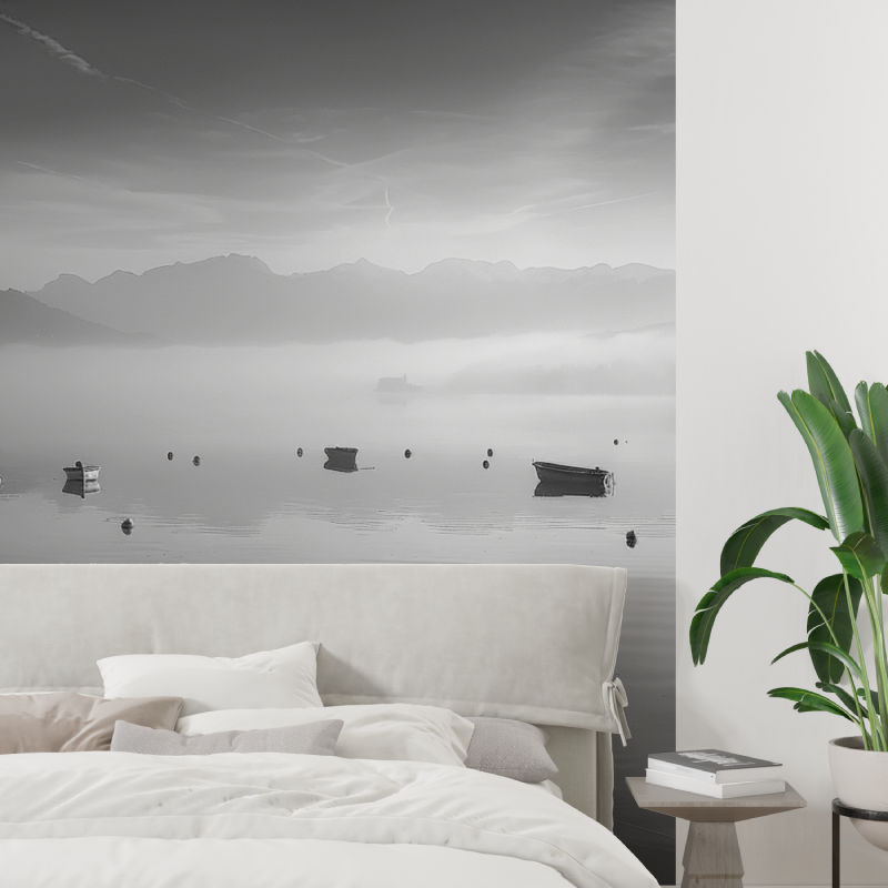 Papier peint noir blanc lac dannecy tapisserie tendance